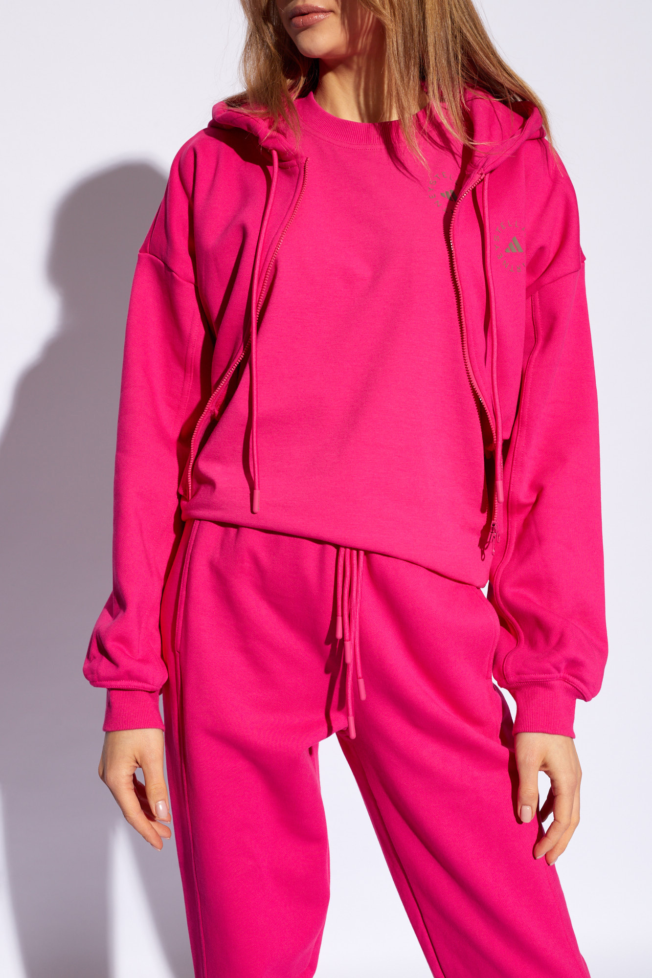 Pink cropped adidas on sale hoodie